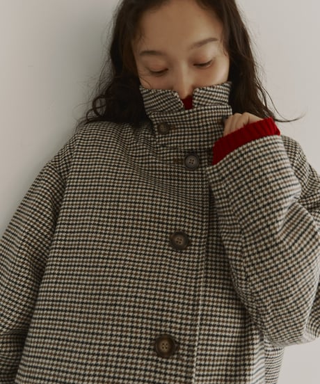 wool mix soutien collar plaid coat