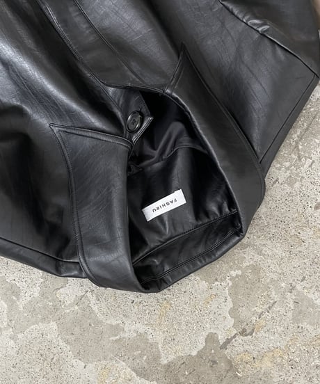 cropped fake leather jacket/2color
