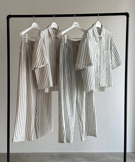【setup対応】soft stripe short sleeve shirt / soft stripe easy pants /2color