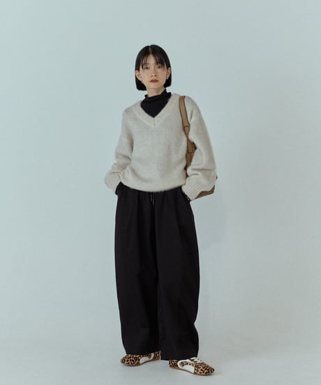 smooth cotton loose tapered pants/3color