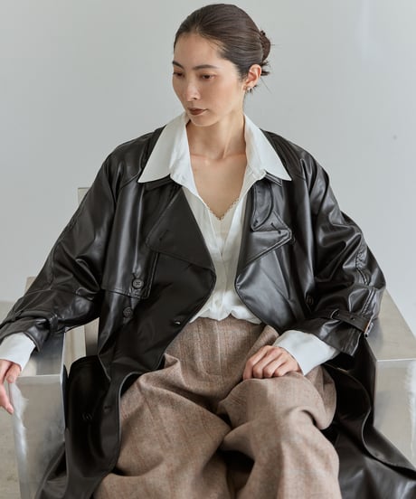 【FINE】synthetic leather trench coat＜送料無料＞