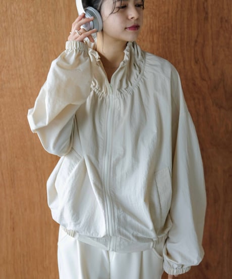 gather stand collar track jacket / 2color