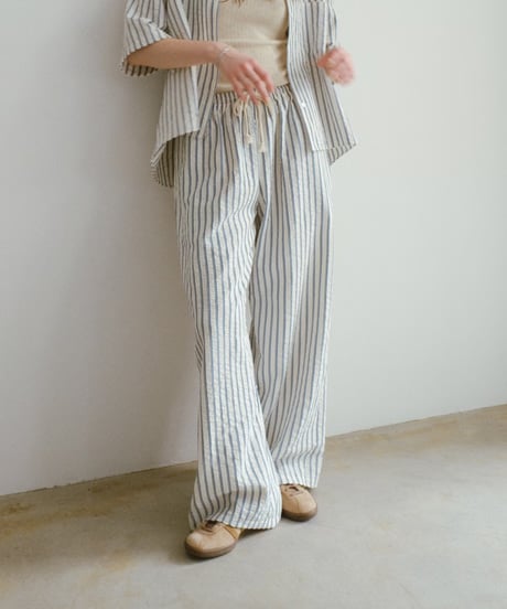 【setup対応】soft stripe short sleeve shirt / soft stripe easy pants /2color