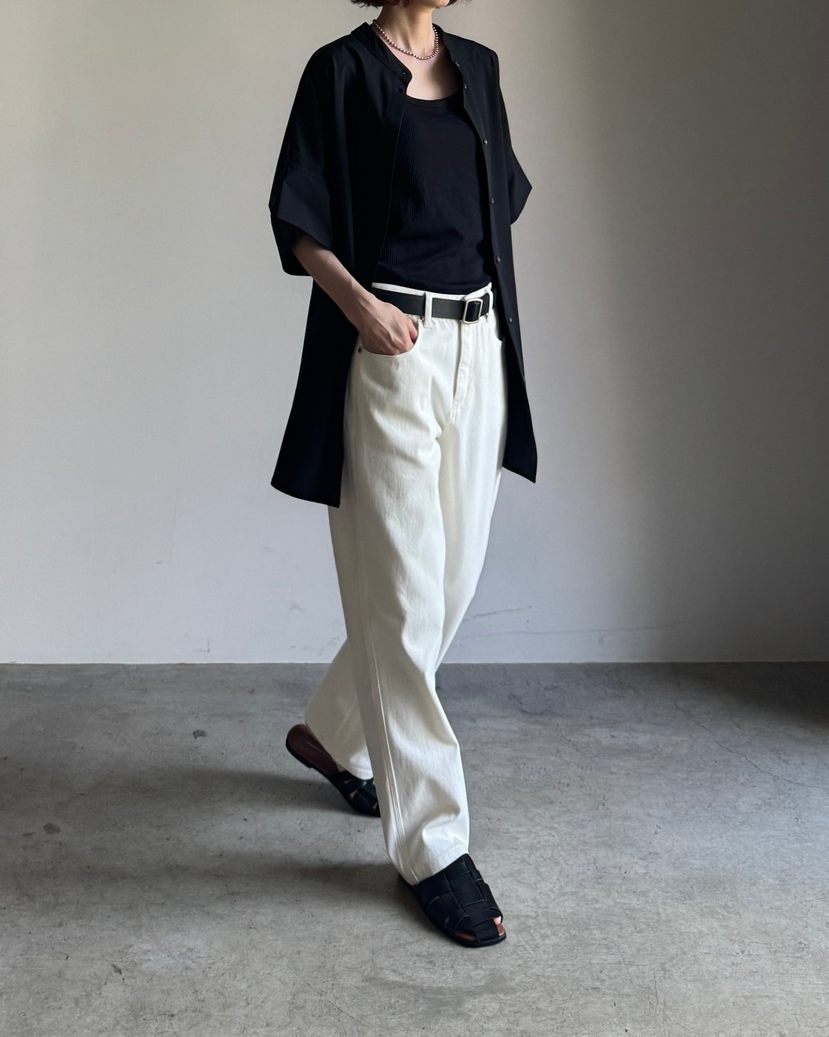HAYATOページ FINE】straight white denim pants/3size | F A S