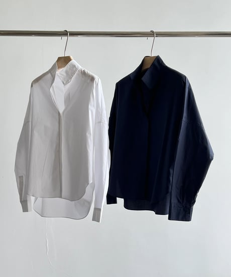 【FINE】stand collar minimal shirt / 2color