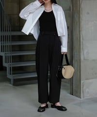 narrow belt tuck pants/3color/2size