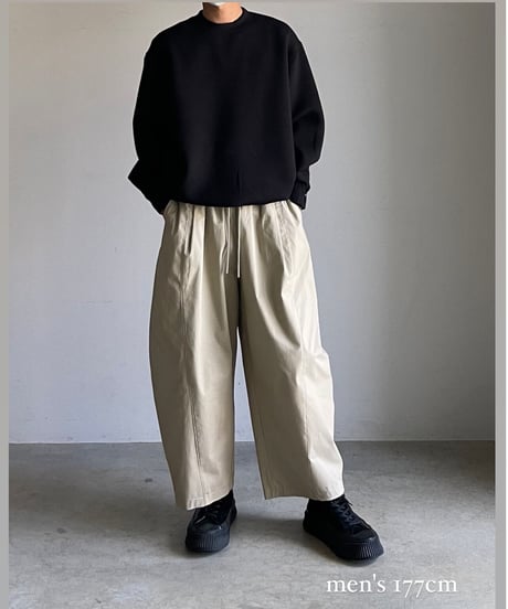 smooth cotton loose tapered pants/3color