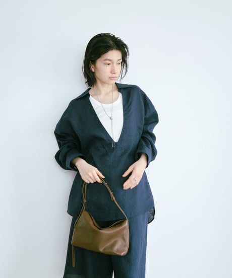 【setup対応】relaxed open linen shirt / linen tuck shorts /2color