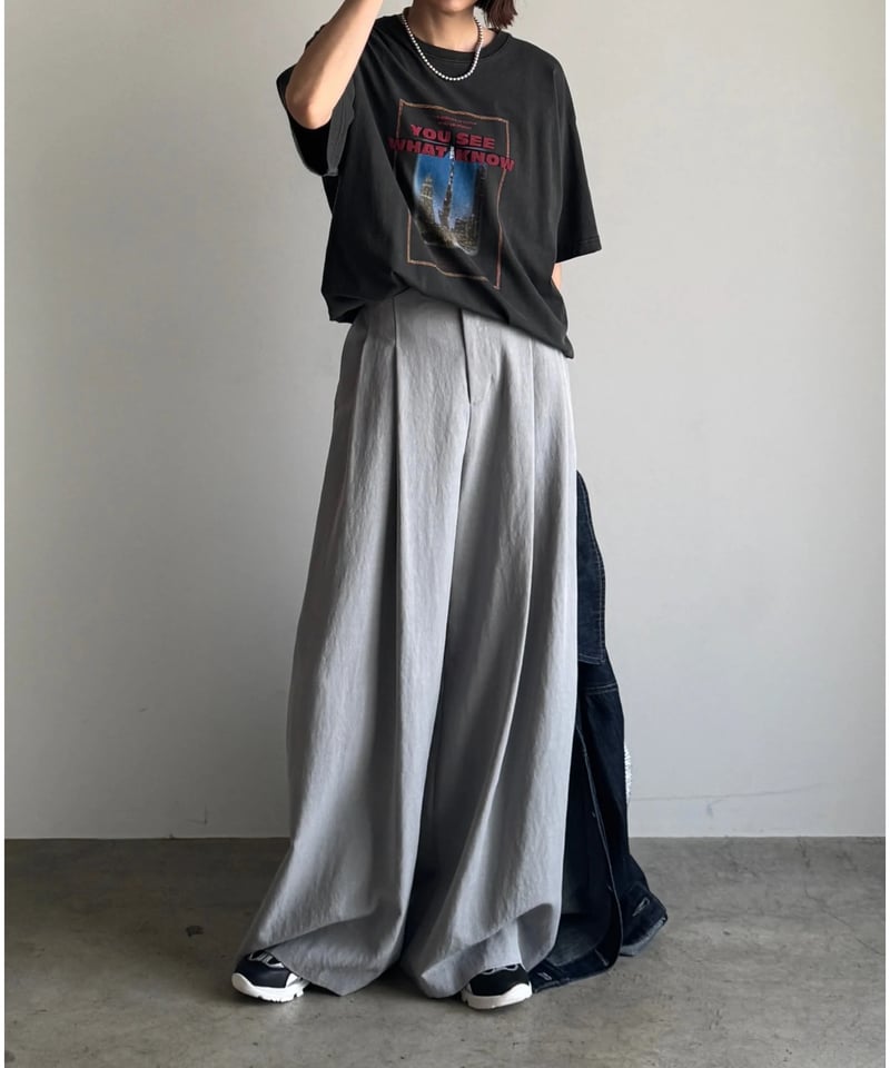 gris two tacks wide pants _XLサイズ two tuck tencel wide slacks/2size/3color | F A