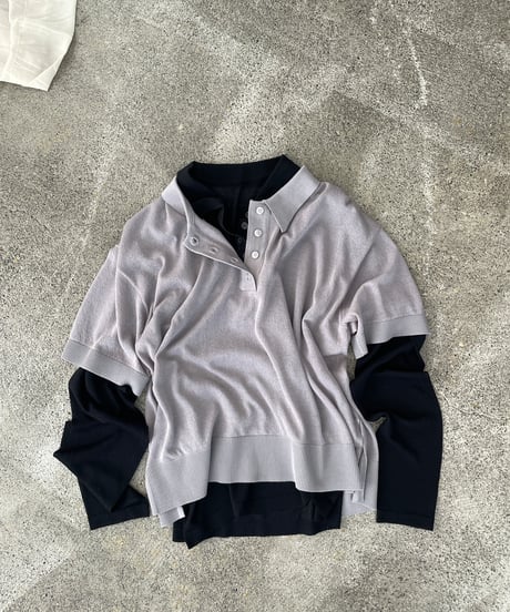 sheer polo knit shirt (long sleeve)