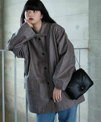 leather like shirt jacket/3color