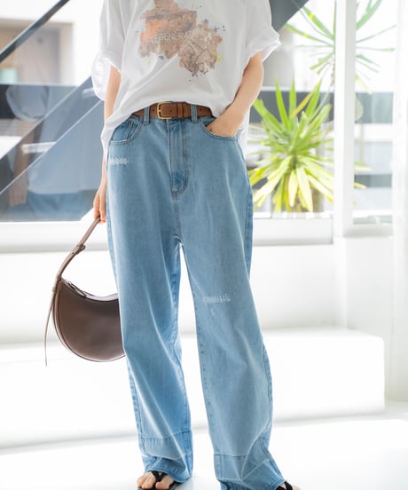 damaged loose straight denim