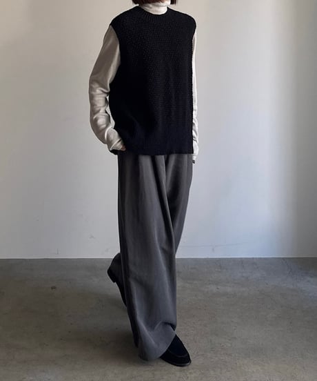 back open knit vest/2color