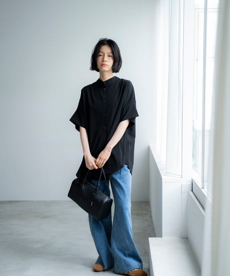 cut off wide denim pants/2size