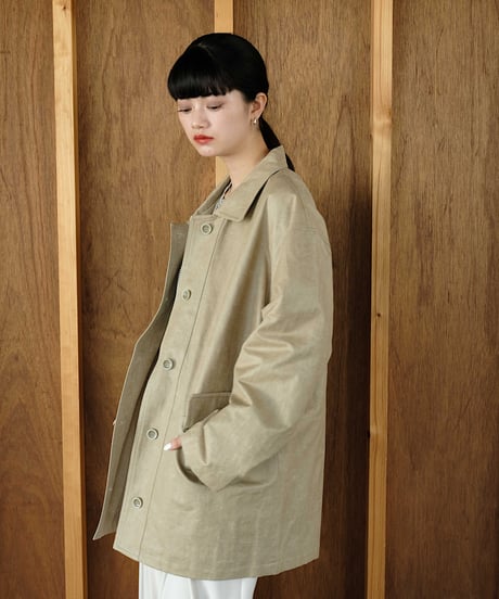 leather like shirt jacket/3color
