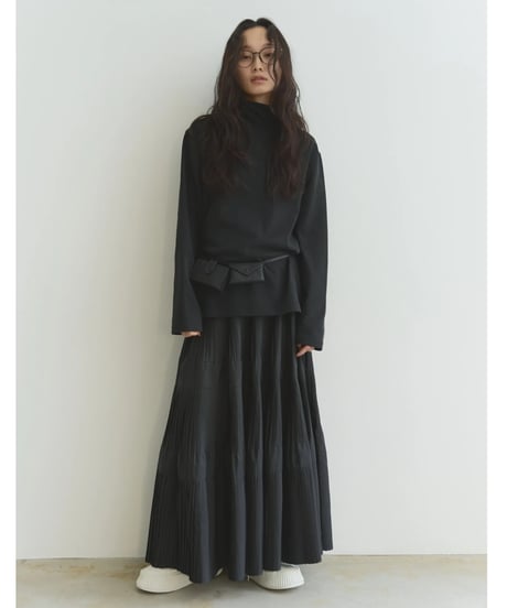 smooth cotton high neck long T/2color
