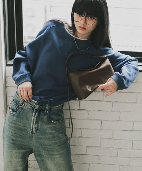 drawstring cropped sweat/3color