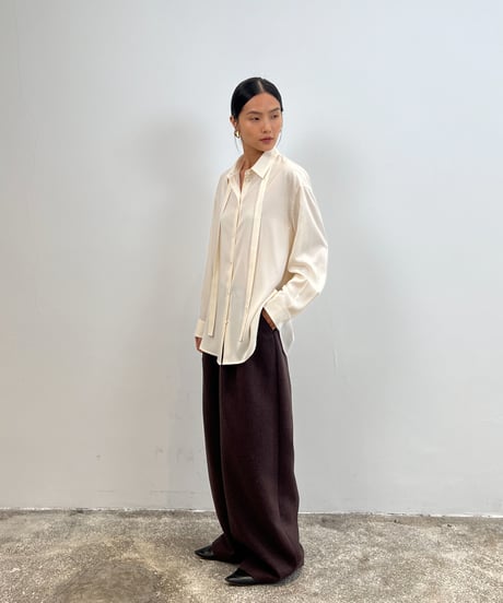 【FINE】wrap stand collar shirt / 2color