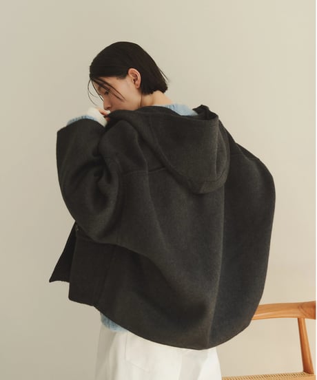 hoodie wool short coat