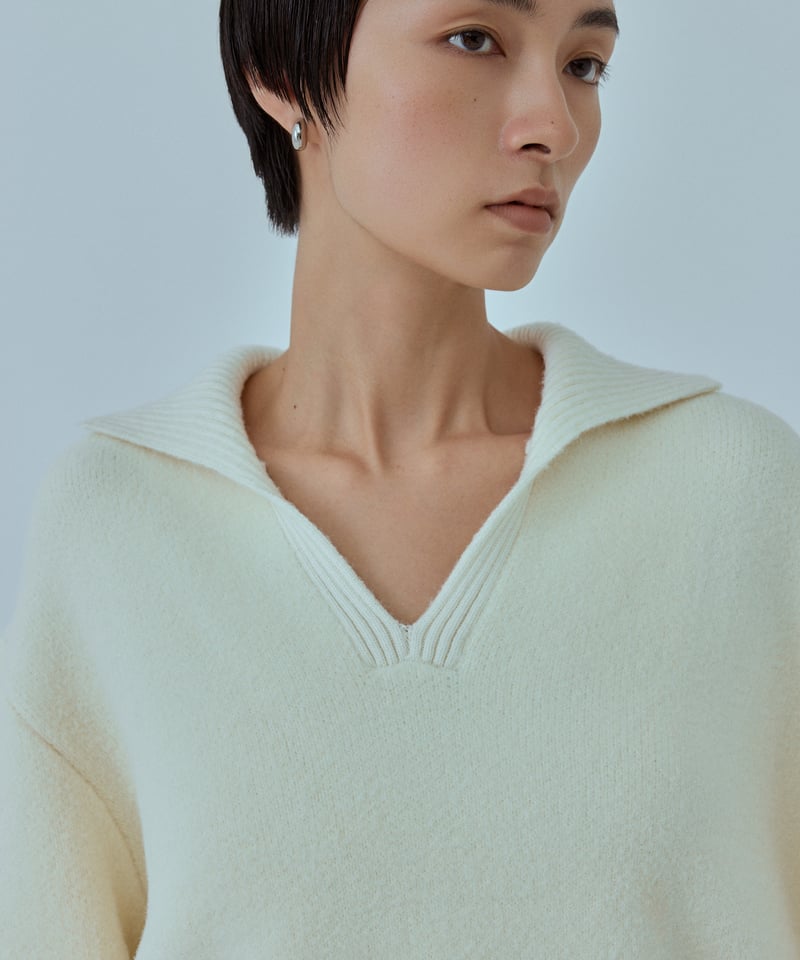 パピエ　Nature wool knit/white パピエ Nature wool knit/white