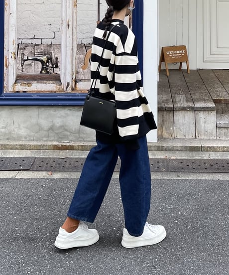 wide border pullover/2color