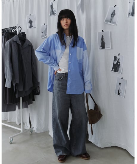 patchwork check oversized shirt