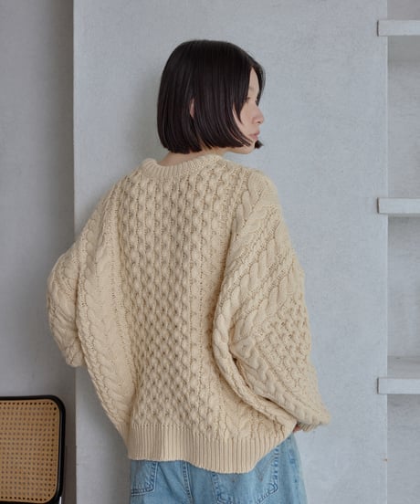 wool blend aran knit/5color