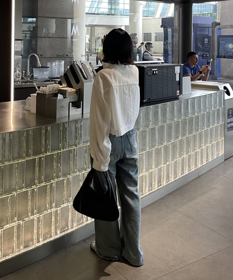 straight denim pants/2color