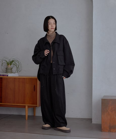wool blend setup pants/2color