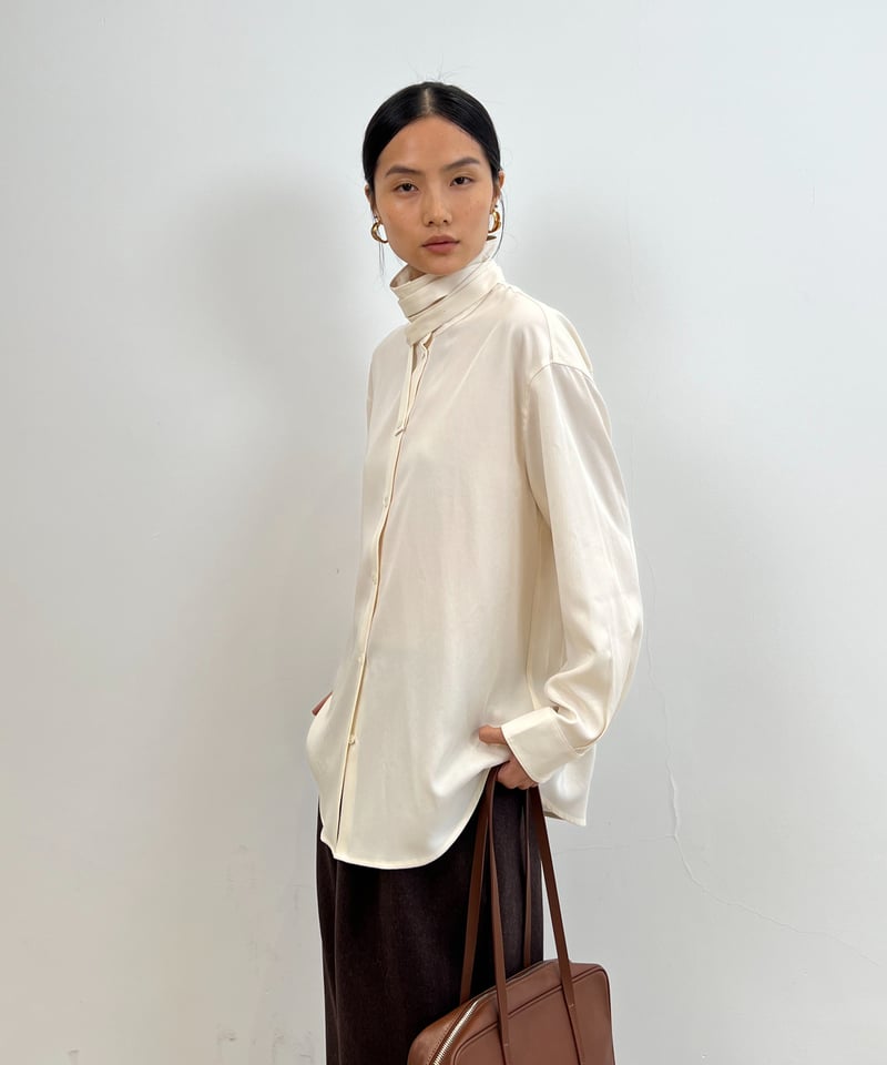 FINE】wrap stand collar shirt / 2color | F A S FINE】wrap stand collar shirt / 2color | F A S