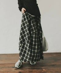 twist drape check skirt