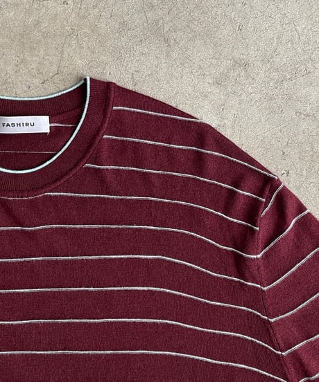 wool blend multi border tops/3color