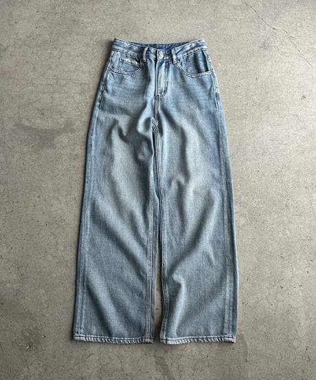 straight denim pants/2color