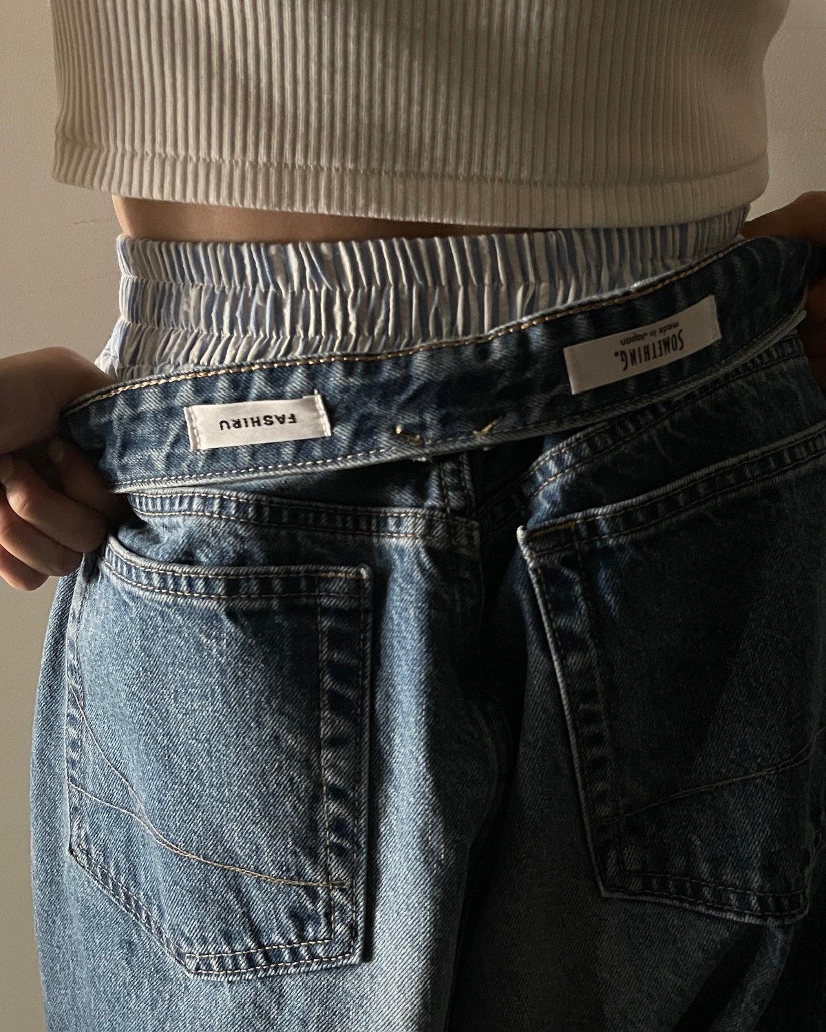 FASHIRU × SOMETHING］baggy fit Jeans(Japan made