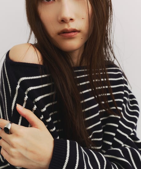 【FINE】border knit pullover