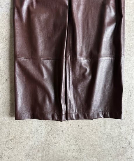 【FINE】synthetic leather wide pants /2size/2color