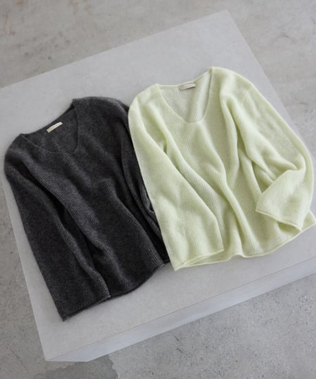 【FINE】V-neck wool mohair light knit/3color