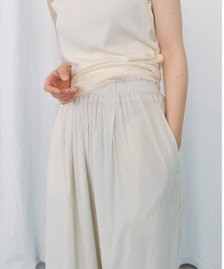 sheer wide tucked pants / 3color