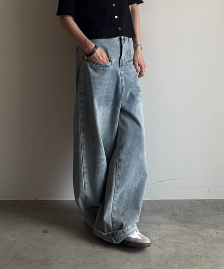 loose denim pants/2size