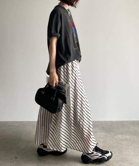 stripe flare skirt