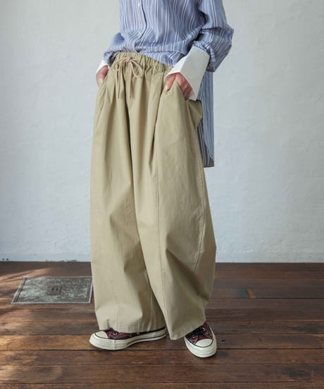 smooth cotton loose tapered pants/3color