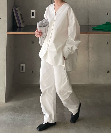 cotton v neck blouse/3color