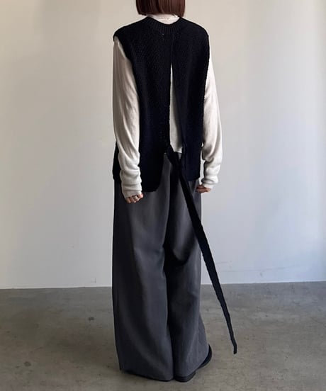 back open knit vest/2color