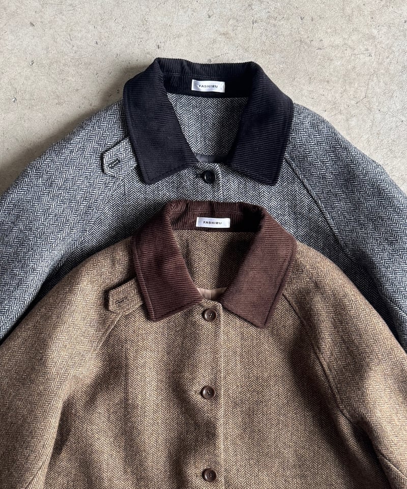 corduroy collar wool middle coat/2color | F A S