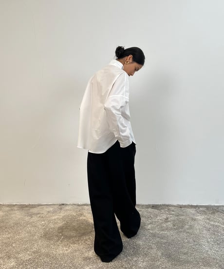 【FINE】stand collar minimal shirt / 2color