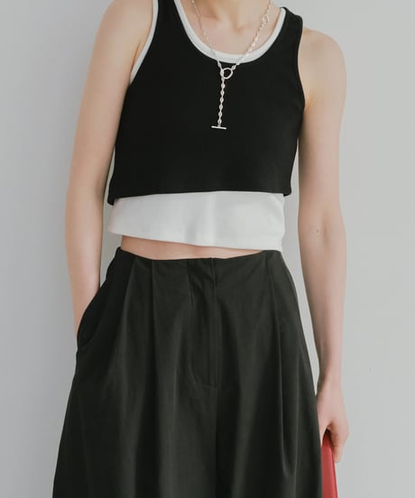 tucked wide cotton pants / 2size / 3color