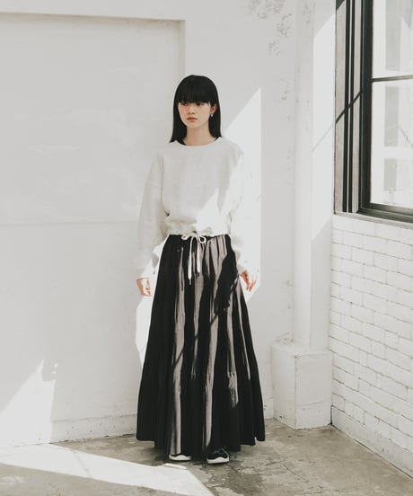 drawstring cropped sweat/3color