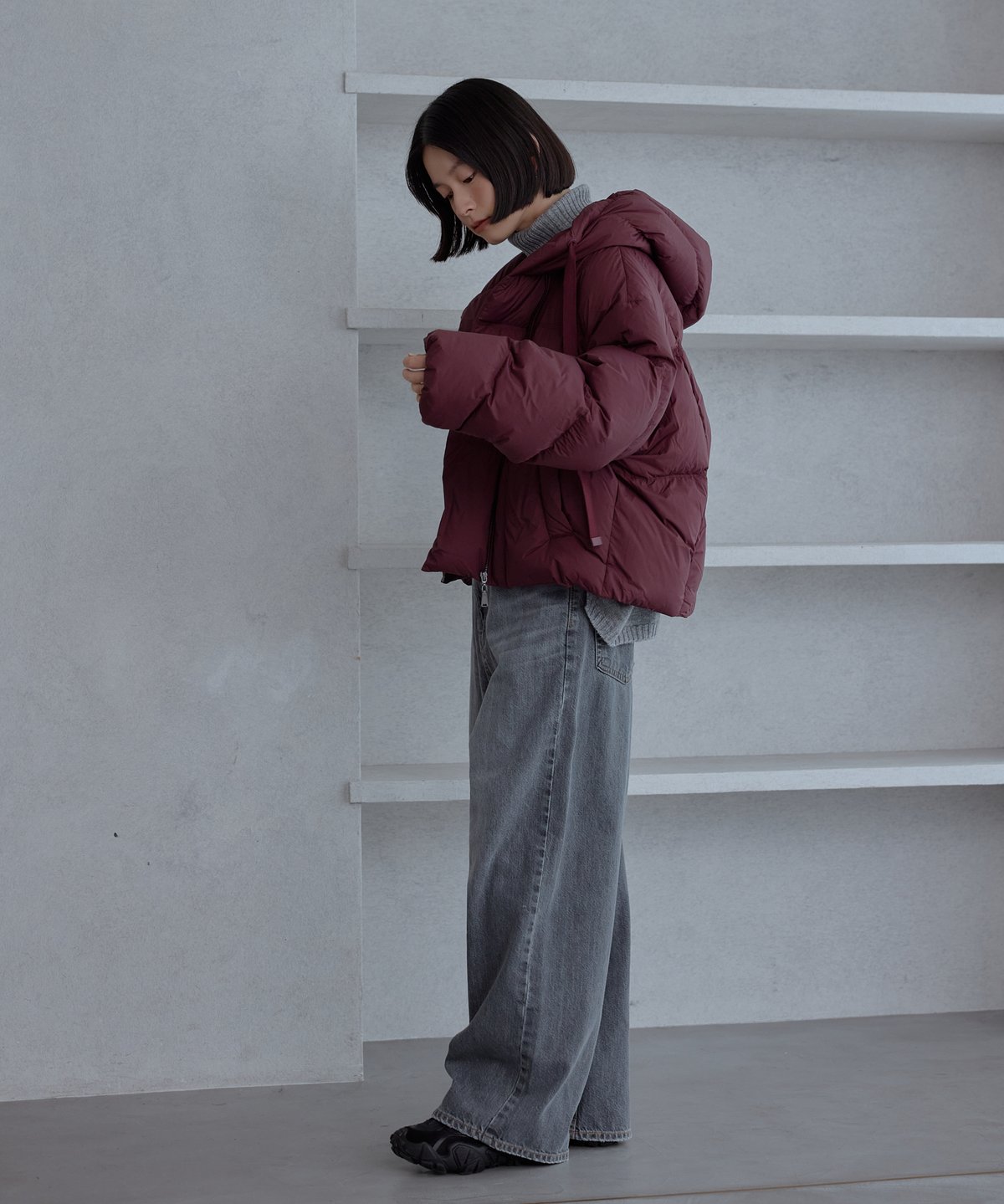 hoodie middle down jacket/2color | F A S H I R U