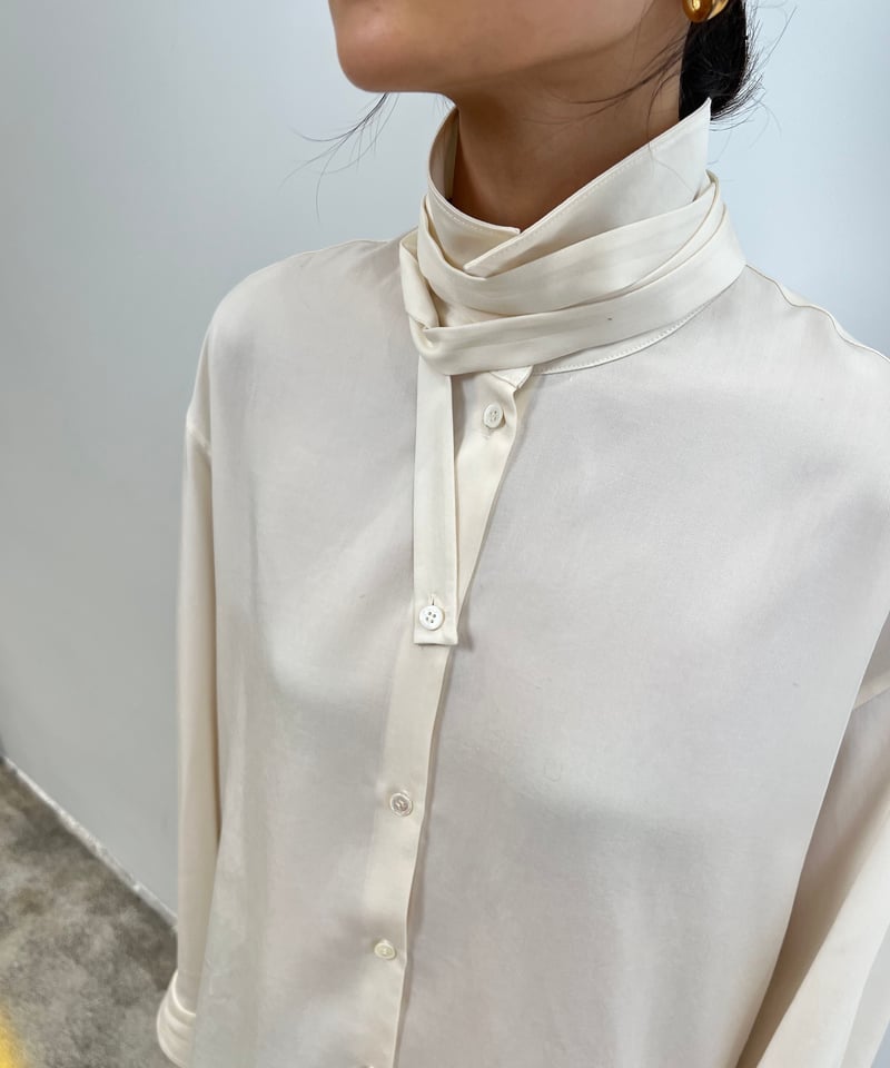 FINE】wrap stand collar shirt / 2color | F A S