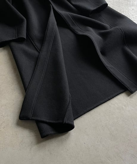 wool melton hoodie long coat/2color